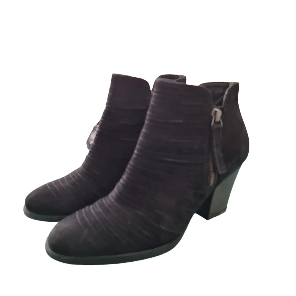 Paul Green Malibu Sliced Double Zip Up Ankle Boots Booties Black Suede sz6